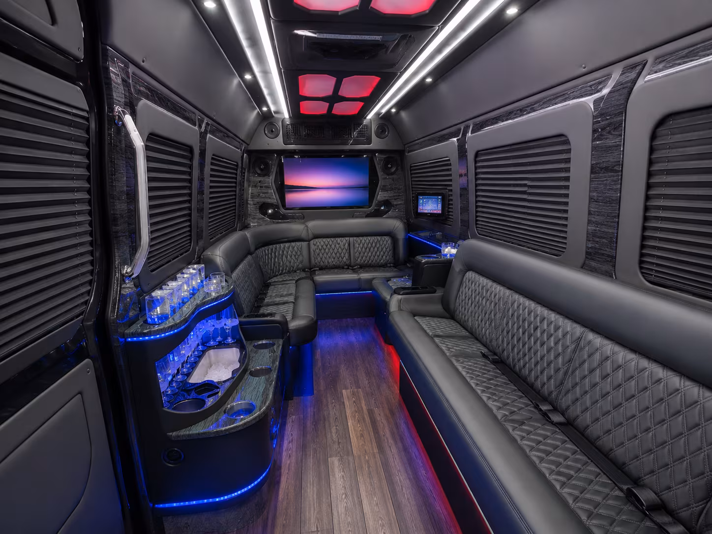 rogers 18 passenger party bus interior