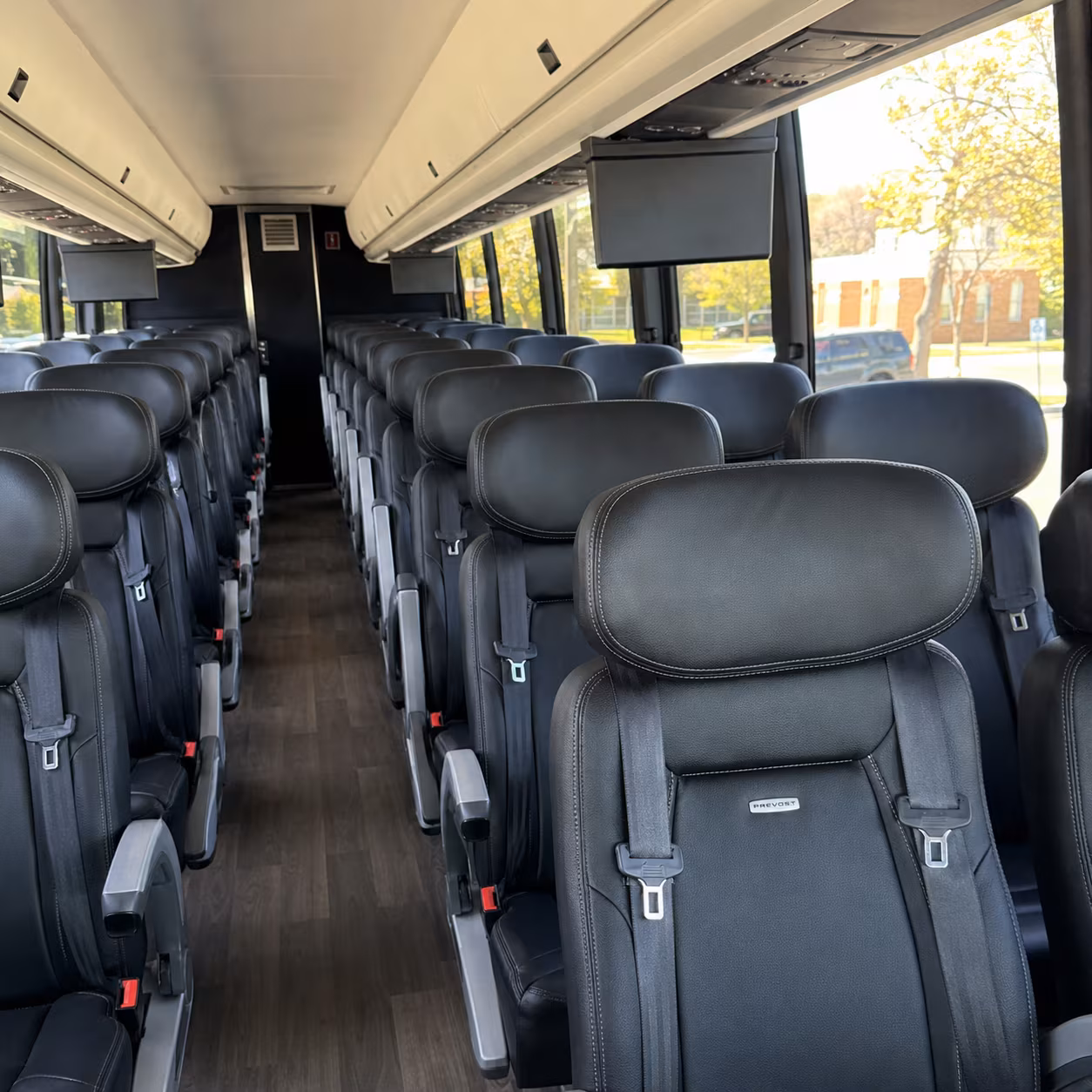 rogers charter bus rental interior