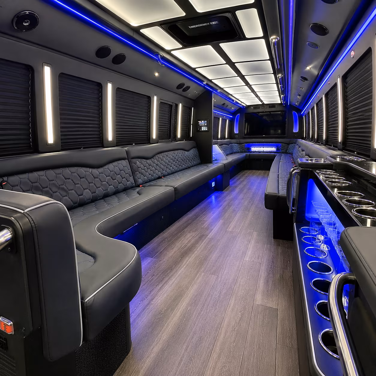 rogers party bus rental interior